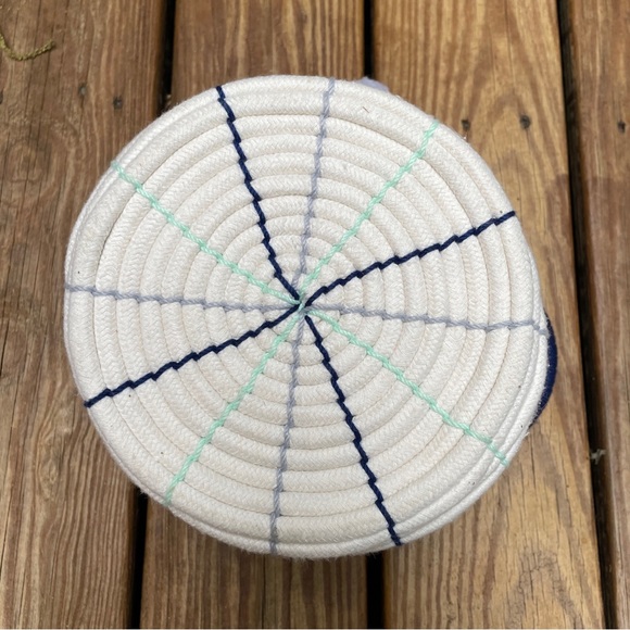Pillowfort Cream & Navy Woven Cord PomPom Baskets 7” Diameter SET of 3 - Picture 7 of 9